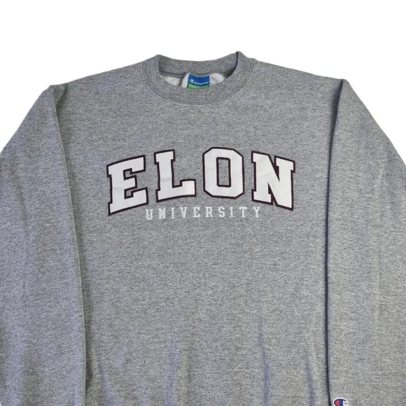 Champion Sweatshirt USA Elon University Sweater Grey Pullover Mens Size Medium. - Picture 2 of 7